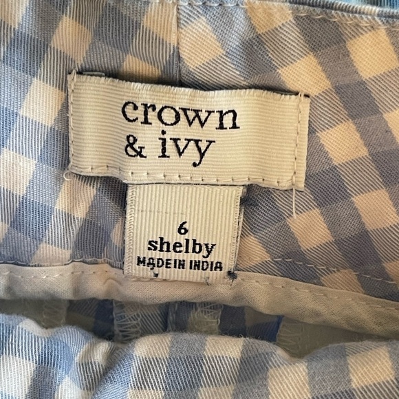Crown Ivy Shelby Pastel Blue Gingham Scalloped Women Shorts - Picture 5 of 5
